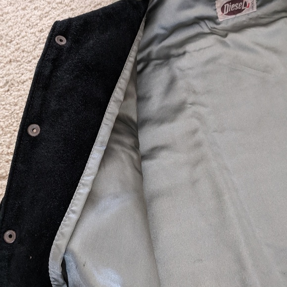 Vintage Suede lthr Diesel trucker jacket NWOT blk - Picture 3 of 5